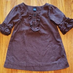 Gap Corduroy Toddler Dress Brown w Pink Polka Dots
